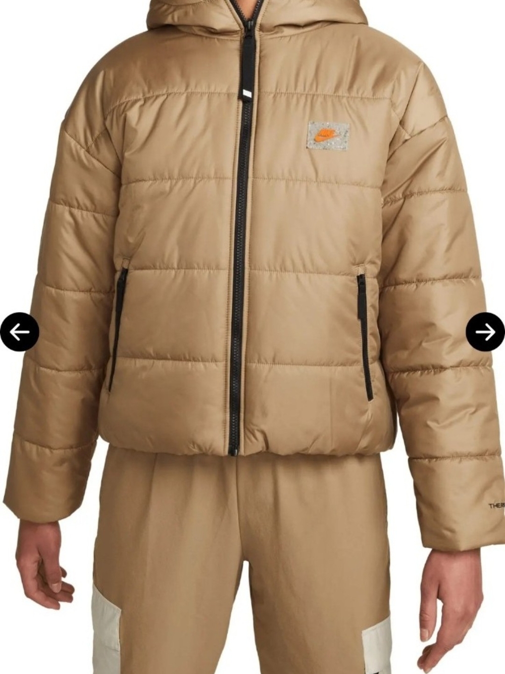 Nike Tan Hooded Puffer Jacket